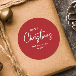 モダン赤と白シンプルクリスマス ラウンドシール