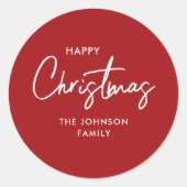 モダン赤と白シンプルクリスマス ラウンドシール (正面)
