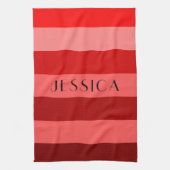 モダン赤と白ストライプパターン名 キッチンタオル (縦)