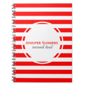 モダン赤と白ストライプPattern ノートブック (正面)