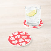 モダン赤と白ハートの日 コースター (側面)