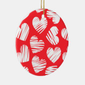 モダン赤と白ハートの日 セラミックオーナメント (右)