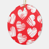 モダン赤と白ハートの日 セラミックオーナメント (左)