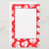 モダン赤と白ハートの日 便箋 (正面/裏面)