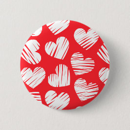 モダン赤と白ハートの日 缶バッジ