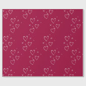 モダン赤と白ハートバレンタインデーキス ラッピングペーパー (フラット)