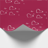 モダン赤と白ハートバレンタインデーキス ラッピングペーパー (角)