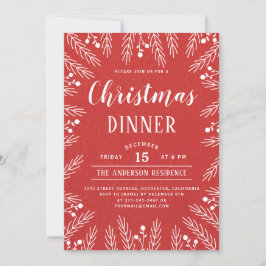 モダン赤と白フローラ 招待状