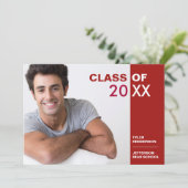 モダン赤と白卒業写真パーティー招待状 招待状 (スタンド正面)