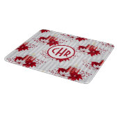 モダン赤と白花 カッティングボード (角)