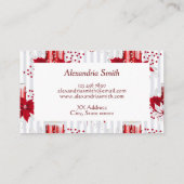 モダン赤と白花 名刺 (裏面)