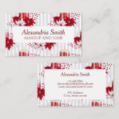 モダン赤と白花 名刺 (正面/裏面)