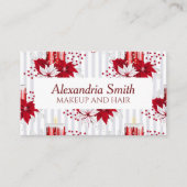モダン赤と白花 名刺 (正面)