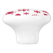 モダン赤と白雪片 セラミックノブ (側面)