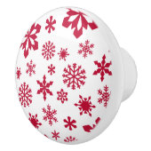 モダン赤と白雪片 セラミックノブ (右)