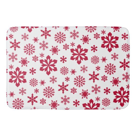 モダン赤と白雪片 バスマット (正面)