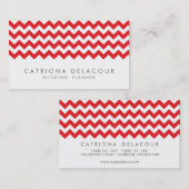 モダン赤と白Chevron Pattern Business Card 名刺 (正面/裏面)