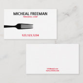 モダン赤と白Fork Personal Chef 名刺 (正面/裏面)