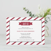 モダン赤ストライプ卒業式 招待状 (スタンド正面)