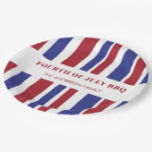 モダン赤白青ストライプ7月4日BBQパーティー ペーパープレート (アングル)