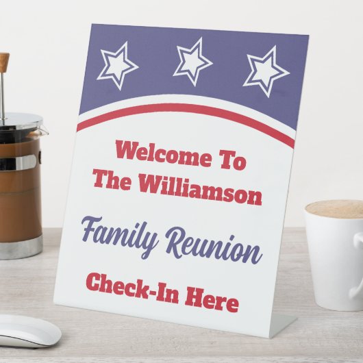 モダン赤白青ファミリ懇親会 台座サイン (インサイチュ)