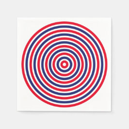 モダン赤白青円ストライプ形おもしろい スタンダードカクテルナプキン