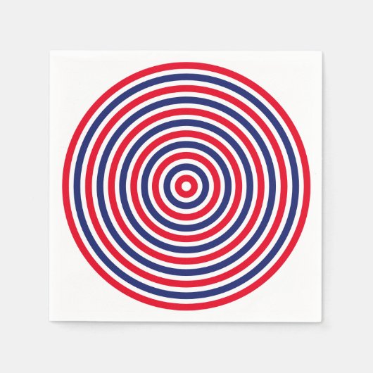 モダン赤白青円ストライプ形おもしろい スタンダードカクテルナプキン (正面)