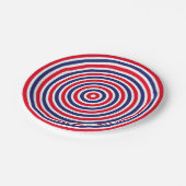 モダン赤白青円ストライプ形おもしろい ペーパープレート (アングル)