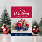 モダン赤白青台本メリークリスマス シーズンカード