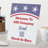 モダン赤白青QRコード業務 台座サイン (インサイチュ)