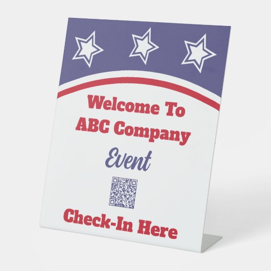 モダン赤白青QRコード業務 台座サイン (正面)