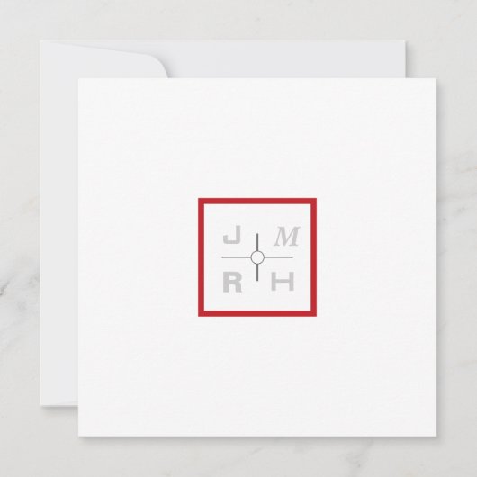 モダン赤結婚式招待状 招待状 (正面)