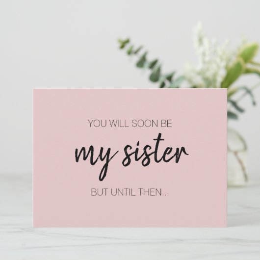 モダン赤面おもしろいピンクブリーズメイドメイド・オブ・オーナー（花嫁付き添い人） 招待状 (スタンド正面)