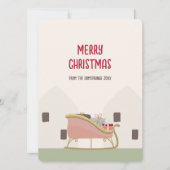 モダン赤面そりクリスマスグリーティング シーズンカード (正面)