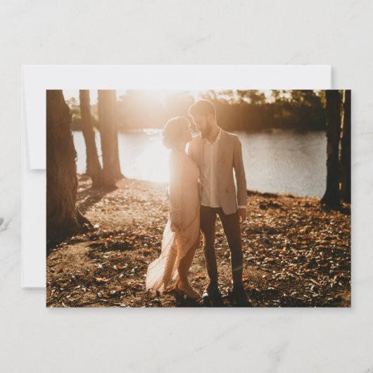 モダン赤面とネイビー結婚ブルーの4枚の写真 セーブザデート (裏面)