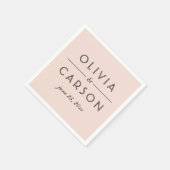 モダン赤面とブラック結婚モノグラム スタンダードカクテルナプキン (角)