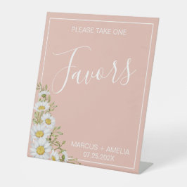 モダン赤面とホワイトデイジー結婚式の引き出物 台座サイン