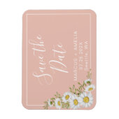 モダン赤面と白のデイジー日付の保存 マグネット (縦)