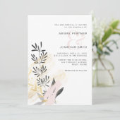 モダン赤面と黒結婚植物写真 招待状 (スタンド正面)