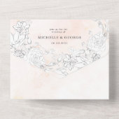 モダン赤面の微妙なフローラ（ENVは不要） オールインワン招待状 (裏面)