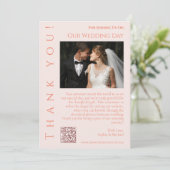 モダン赤面の結婚写真 – ありがとう –  招待状 (スタンド正面)