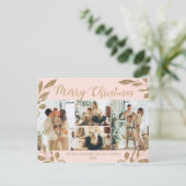 モダン赤面の離れ金ゴールド写真コラージクリスマス ポストカード (スタンド正面)