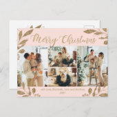 モダン赤面の離れ金ゴールド写真コラージクリスマス ポストカード (正面/裏面)