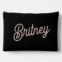 モダン赤面ほこりっぽいピンクのモノグラムと名前 アクセサリーポーチ