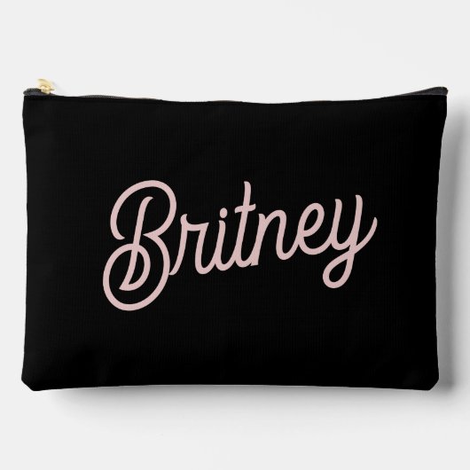 モダン赤面ほこりっぽいピンクのモノグラムと名前 アクセサリーポーチ (正面)