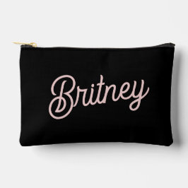 モダン赤面ほこりっぽいピンクのモノグラムと名前 アクセサリーポーチ