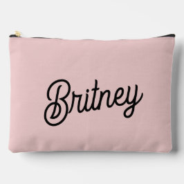 モダン赤面ほこりっぽいピンクのモノグラムと名前 アクセサリーポーチ