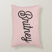モダン赤面ほこりっぽいピンクのモノグラムと名前 アクセントクッション (正面(垂直))