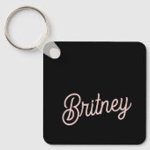 モダン赤面ほこりっぽいピンクのモノグラムと名前 キーホルダー (正面)