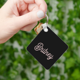 モダン赤面ほこりっぽいピンクのモノグラムと名前 キーホルダー